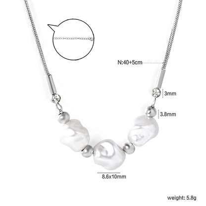 ✨ 18k gold plated Pearl With Ziron Stainless Steel Necklaces Wholesale (12+ Pieces) | Hypoallergenic & Tarnish-Free 🌍 | Trendy Pendants & Chains
