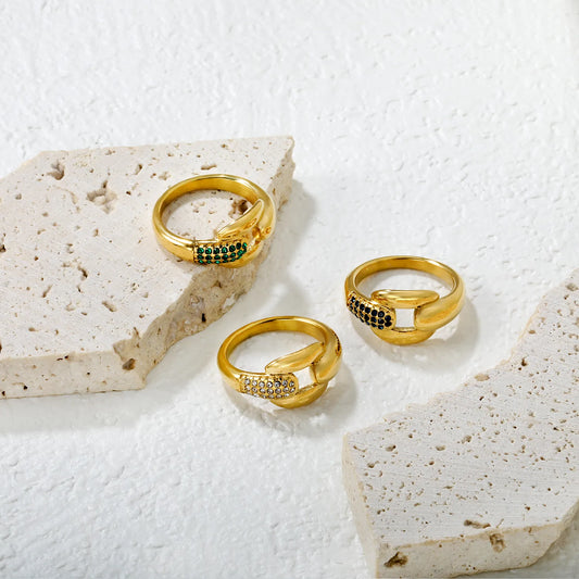 ✨ Wholesale 11mm Gold Chain Ring | Emerald/Diamond/Sapphire