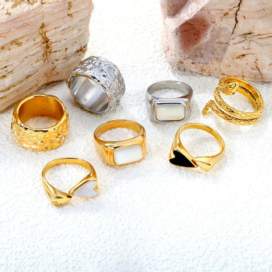 ✨ 18K Gold PVD & Steel Ring Wholesale (MOQ 12+) |  Stainless Steel 🌍 | Hypoallergenic Stackable Bands