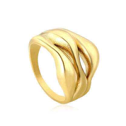 ✨ Wholesale 15mm Hollow Teardrop Ring | Gold Stainless Steel w/ Elegant Cut