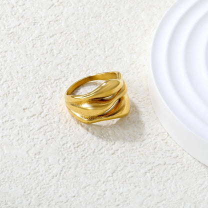 ✨ Wholesale 15mm Hollow Teardrop Ring | Gold Stainless Steel w/ Elegant Cut