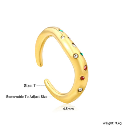 ✨ Wholesale 4.5mm Irregular Open Ring | Gold Stainless Steel w/ Purple/White/Mixed Diamonds