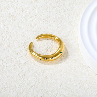 ✨ Wholesale 4.5mm Irregular Open Ring | Gold Stainless Steel w/ Purple/White/Mixed Diamonds