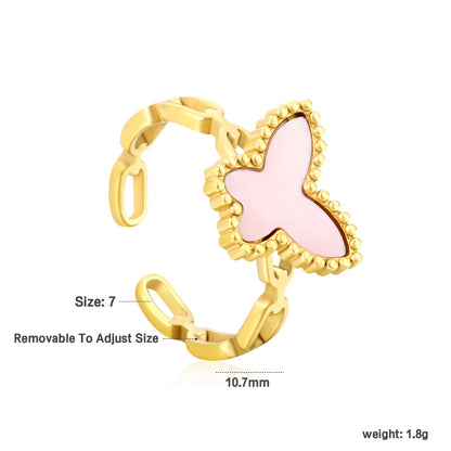 🦋 Wholesale Acrylic Butterfly Ring | Mirror Finish Colorful Design | 10.7mm High Size 7 | Gold Plated Fashion Jewelry