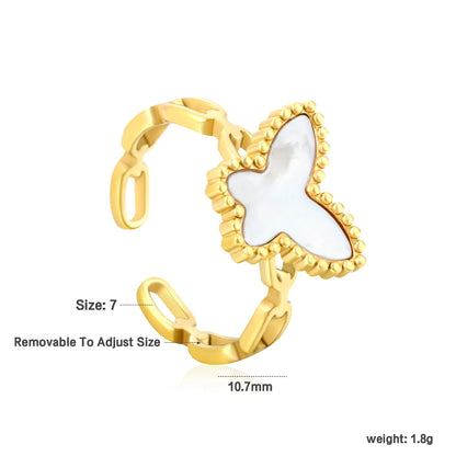 🦋 Wholesale Acrylic Butterfly Ring | Mirror Finish Colorful Design | 10.7mm High Size 7 | Gold Plated Fashion Jewelry