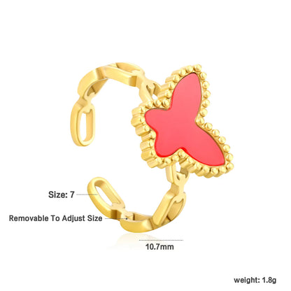 🦋 Wholesale Acrylic Butterfly Ring | Mirror Finish Colorful Design | 10.7mm High Size 7 | Gold Plated Fashion Jewelry