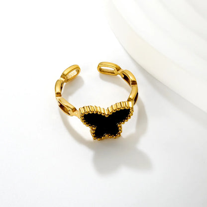 🦋 Wholesale Acrylic Butterfly Ring | Mirror Finish Colorful Design | 10.7mm High Size 7 | Gold Plated Fashion Jewelry