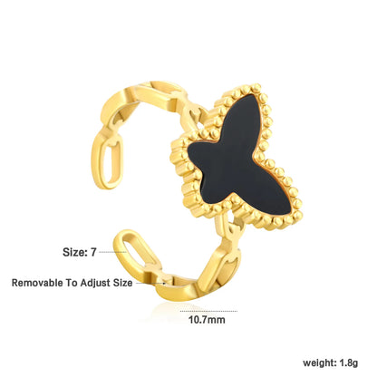🦋 Wholesale Acrylic Butterfly Ring | Mirror Finish Colorful Design | 10.7mm High Size 7 | Gold Plated Fashion Jewelry