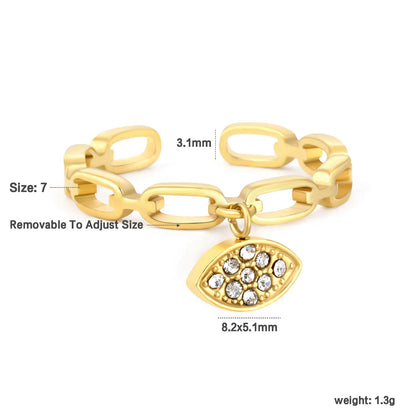 Wholesale Multi-Charm Open Ring | Star/Heart/Leaf/Cross with White Zircon | 10.7mm High Size 7 | Gold Plated Stainless Steel