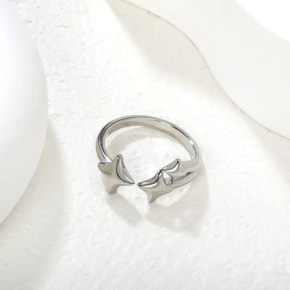 Wholesale Star Open Ring | 13mm High Size 7 | Gold Plated Stainless Steel | Stackable Celestial Design Ring