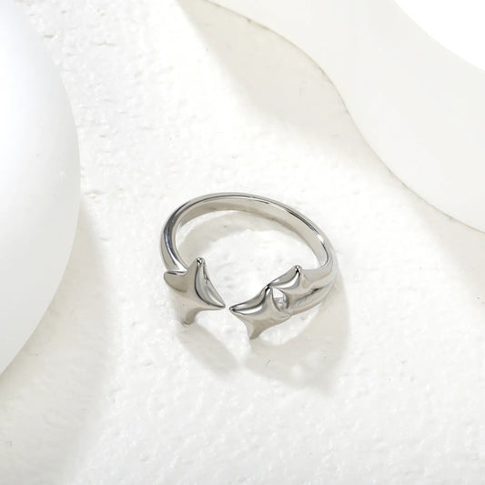 Wholesale Star Open Ring | 13mm High Size 7 | Gold Plated Stainless Steel | Stackable Celestial Design Ring