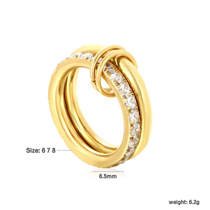 ✨ Wholesale 18k Gold plated Double Ring with Zircon Band | 6.5mm Gold & Two-Tone Stainless Steel Ring