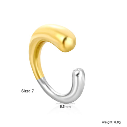 ✨ Wholesale 6.5mm Size 7 Two-Tone Open Ring | Gold Silver Adjustable Statement Ring Bulk