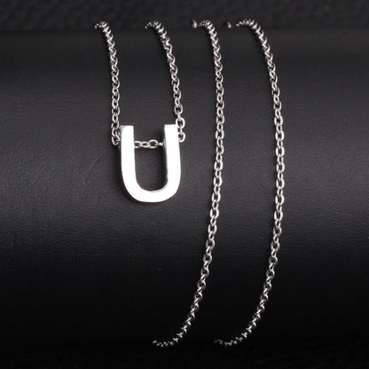 ASON Delicate Classic Style Initial 26 Letters Alphabet Chain Pendant Necklace Stainless Steel Color Jewelry Chokers