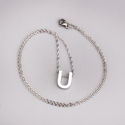 ASON Delicate Classic Style Initial 26 Letters Alphabet Chain Pendant Necklace Stainless Steel Color Jewelry Chokers