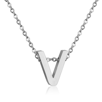 ASON Delicate Classic Style Initial 26 Letters Alphabet Chain Pendant Necklace Stainless Steel Color Jewelry Chokers