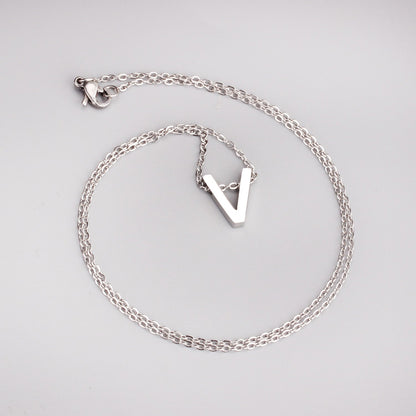 ASON Delicate Classic Style Initial 26 Letters Alphabet Chain Pendant Necklace Stainless Steel Color Jewelry Chokers