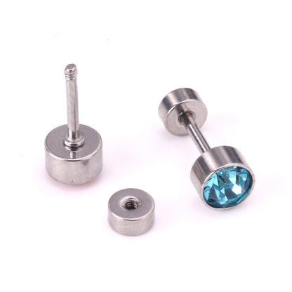12 pairs 3mm/5mm steel color/gold cylinder AB color diamonds/rose diamonds/big red diamonds/aquamarine diamonds screw plugs
