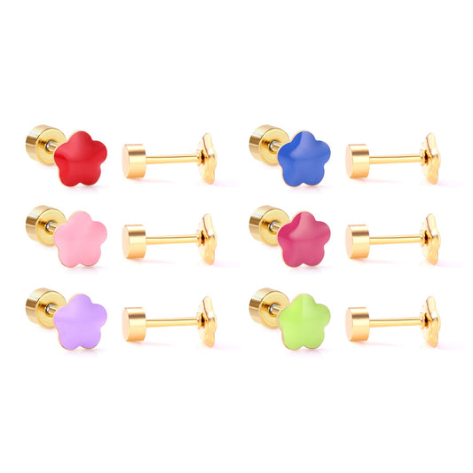 12 pairs steel/plum color mix stud earrings