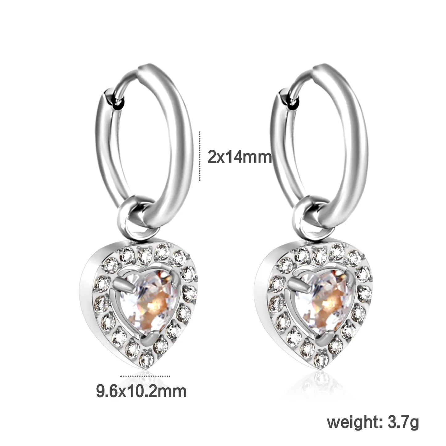 18K Gold Plated Red/Pink/Green/White Heart Gem Huggie Earrings for Wholesale Bulk Order MOQ 12