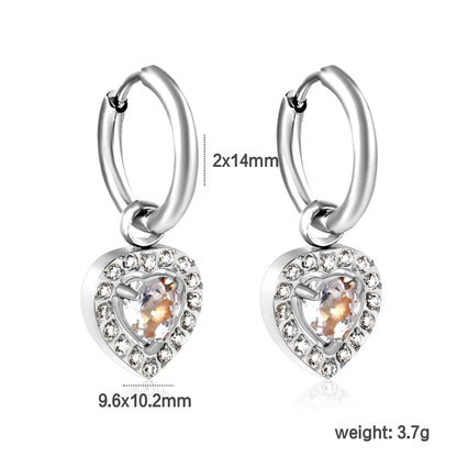 18K Gold Plated Red/Pink/Green/White Heart Gem Huggie Earrings for Wholesale Bulk Order MOQ 12
