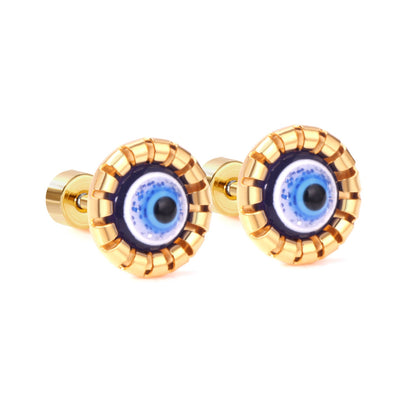 12 pairs Steel / Goldtone Screw In Glitter Cat Eye Earrings