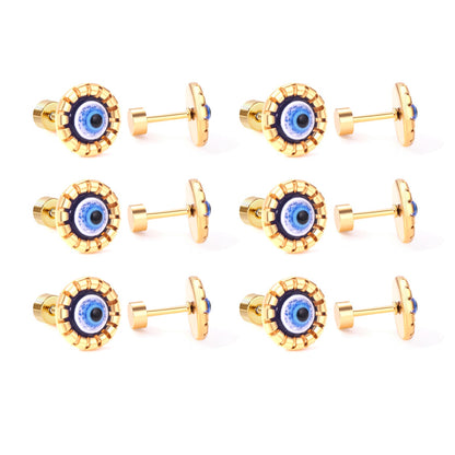 12 pairs Steel / Goldtone Screw In Glitter Cat Eye Earrings