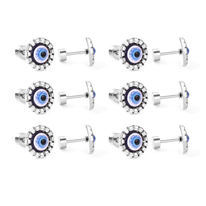 12 pairs Steel / Goldtone Screw In Glitter Cat Eye Earrings