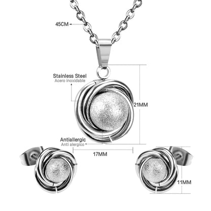 GOLD/STEEL Twisted Round + Frosted Orb Special Shape Jewelry Set