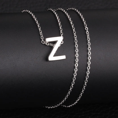 ASON Delicate Classic Style Initial 26 Letters Alphabet Chain Pendant Necklace Stainless Steel Color Jewelry Chokers